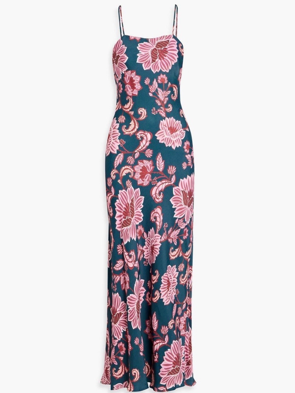 FARM Rio Navy and Pink Maxi Slip Dress with Floral Print